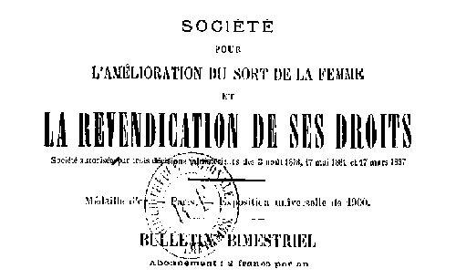 Accéder à la page "Bulletin trimestriel - Société pour l'amélioration du sort de la femme et la revendication de ses droits"