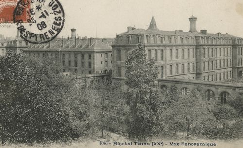 Hôpital Tenon, vue panoramique (BIU Santé) [carte postale]