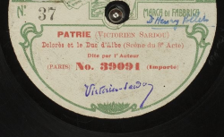 [Enregistrement sonore] Patrie. Scène du 3e Acte, Dolorès et le duc d'Albe / Victorien Sardou, aut. ; Victorien Sardou, voix - source : gallica.bnf.fr / BnF