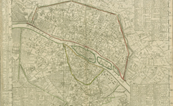 Accéder à la page "Paris orienté à partir de la méridienne, sur le plan de Guillaume Delisle de 1716"