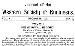 WRIGHT, Wilbur (1867-1912) Some aeronautical experiments